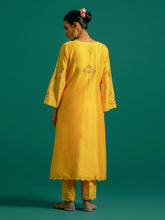 Yellow all over motifs kurta