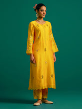 Yellow all over motifs kurta