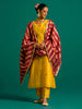 Yellow hand embroidered silk chanderi kurta set with wine chanderi dupatta