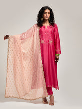 Zari motifs dupatta with lace