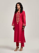 Embroidered kurta with placket and pant