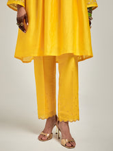 Short embroidered yoke kurta with gathers and pant