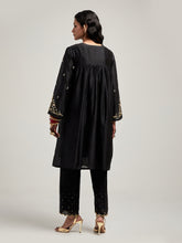 Short embroidered yoke kurta with gathers and pant