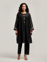Short embroidered yoke kurta with gathers and pant