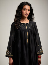 Short embroidered yoke kurta with gathers and pant