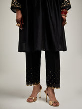 Short embroidered yoke kurta with gathers and pant