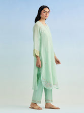 Green golden striped sleeves kurta with pant and dupatta