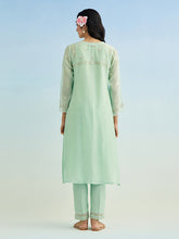Green gather kurta with pant and dupatta