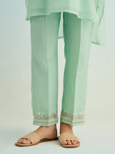 Green high low round hem kurta with pant