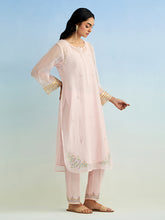 Pink golden striped sleeves kurta with pant and dupatta