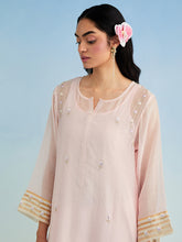 Pink golden striped sleeves kurta with pant