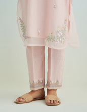 Pink golden striped sleeves kurta with pant and dupatta