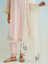 Pink golden striped sleeves kurta with pant and dupatta