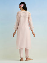Pink gather kurta with pant and dupatta