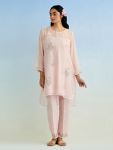 Pink high low kurta with pant and dupatta
