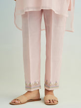 Pink high low round hem kurta with pant