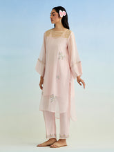 Pink golden striped patch kurta with pant and dupatta