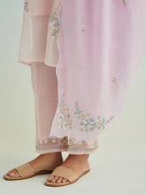 Pink golden striped patch kurta with pant and dupatta