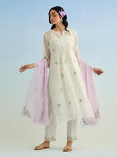 Ivory gather kurta with pant and dupatta