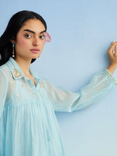 Blue short collar kurta and pant