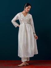 Embroidered yoke with gathers kurta and pant