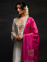 Fuchsia embroidered dupatta