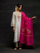 Fuchsia embroidered dupatta