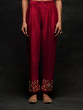 Red embroidered placket kurta set