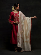 Cream embroidered dupatta