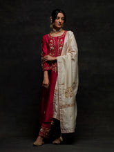 Cream embroidered dupatta