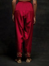 Red embroidered short kurta set