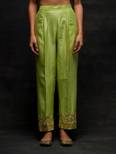 Green embroidered yoke kurta set