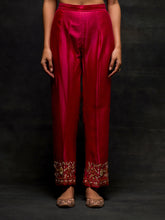 Fuchsia embroidered placket kurta set