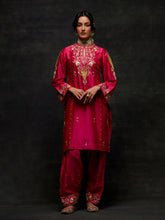 Fuchsia embroidered short kurta set
