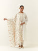 Off White scalloped dupatta with embroidered floral motifs