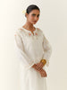 Off White hand embroidered silk chanderi kurta