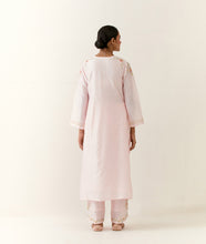 Light Pink hand embroidered silk chanderi kurta