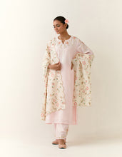 Light Pink hand embroidered silk chanderi kurta