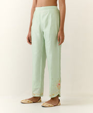 Green hand embroidered palazzo