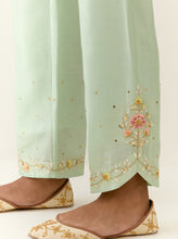 Green hand embroidered palazzo