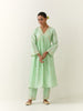 Green hand embroidered silk chanderi kurta with gathers