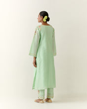 Green hand embroidered silk chanderi kurta