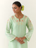 Green hand embroidered silk chanderi kurta