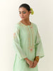 Green hand embroidered silk chanderi kurta with placket