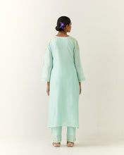 Mint hand embroidered silk chanderi kurta