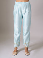 Light blue floral placket kurta with pant