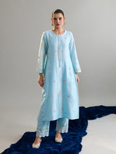 Light blue floral placket kurta with pant