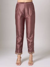 Brown zari motifs kurta with pant