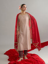 Brown zari motifs kurta set with dupatta