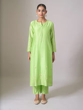 Green gota placket kurta with pant